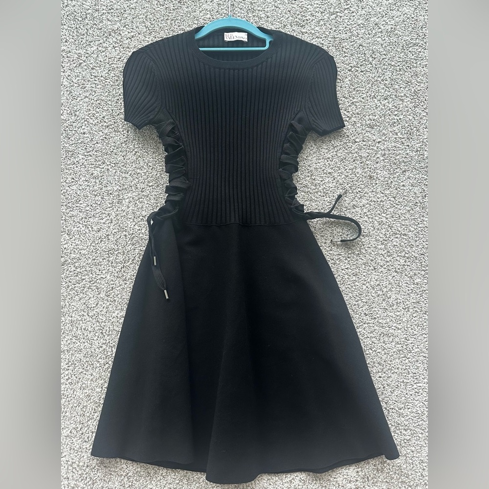 RED Valentino Black Rib Knit Dress